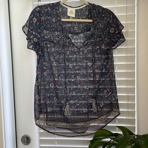 Knox rose blue floral blouse